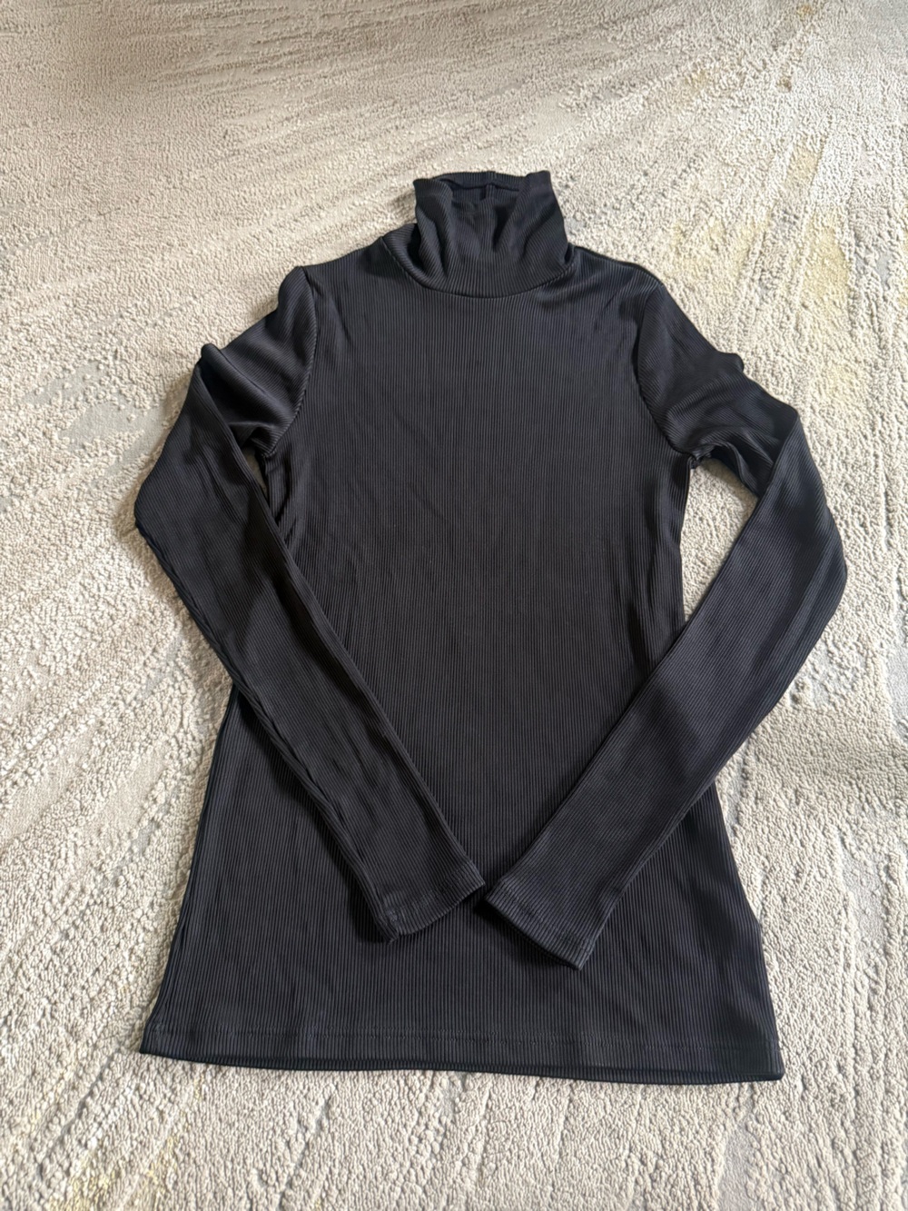 COS Black ribbed turtleneck top longline minimalist chic large